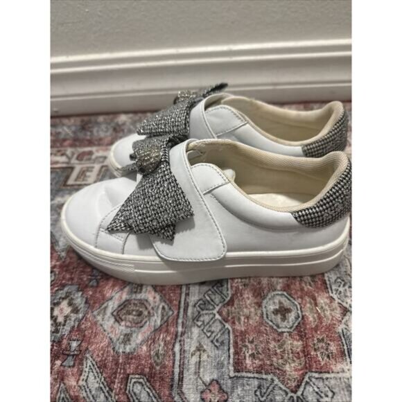 Kurt Geiger Mini Laney Bow Sneaker :Little Kid-Big Kid:White-Silver Size 34/3M - Picture 4 of 7